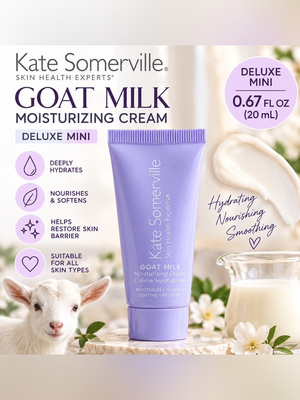 Kate Somerville Goat Milk Moisturizing Cream Deluxe Mini 0.67 fl oz NWT